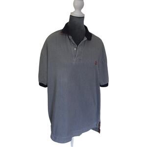Nautica Gingham Polo Shirt M Navy White Classic Fit Cotton